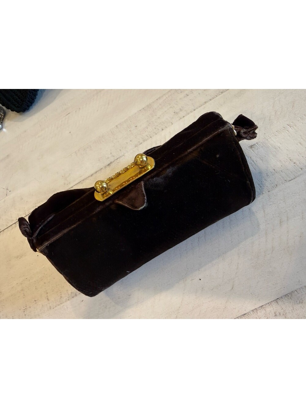 Vntg Graceline Brown Velvet Lined Clutch Purse